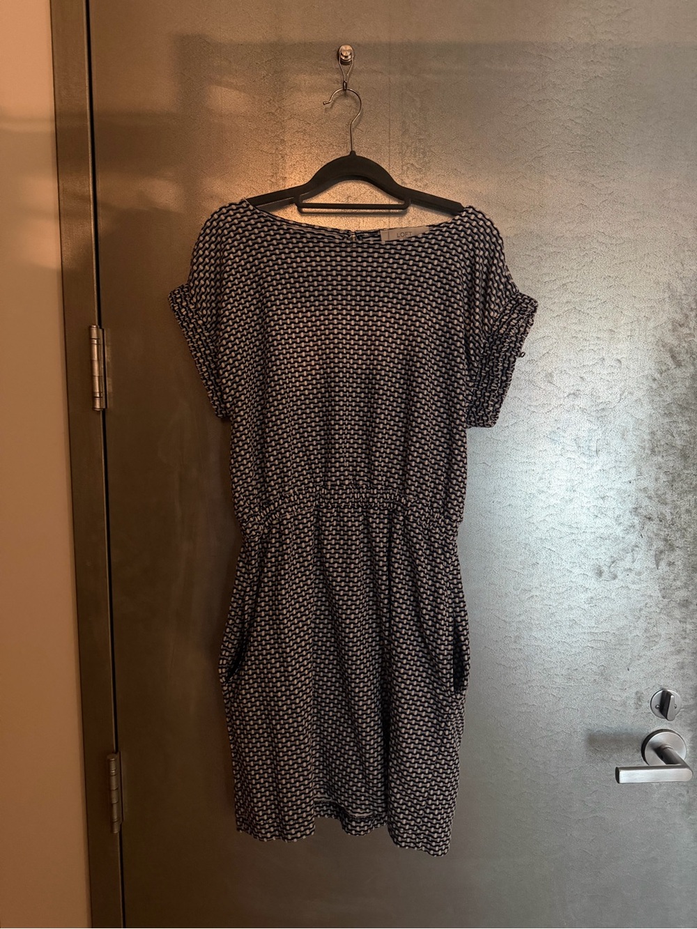 LOFT Navy and White Printed Mini Dress